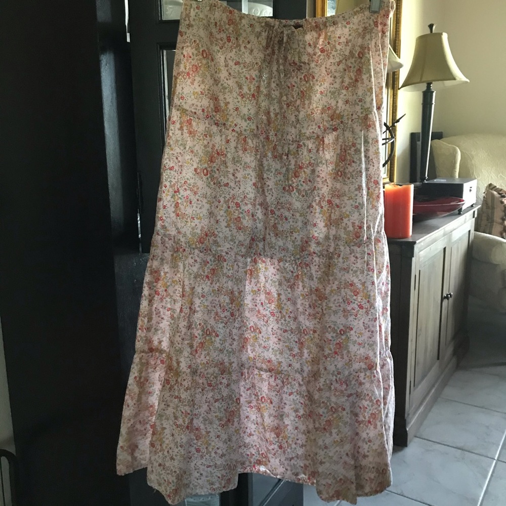 Pink Floral Print Maxi Skirt